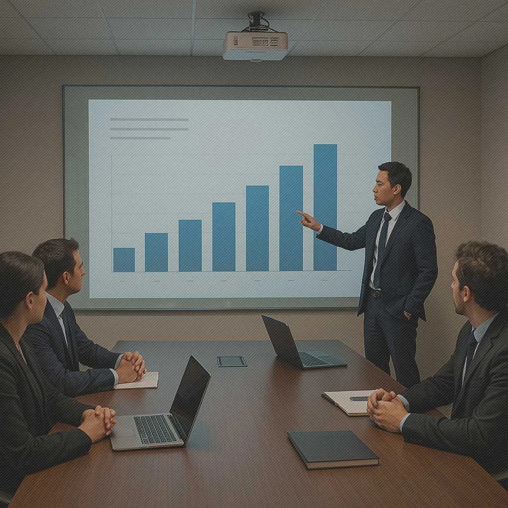 glassboard2507181 무반사 스크린 유리 칠판이 설치된 회의실의 모습.