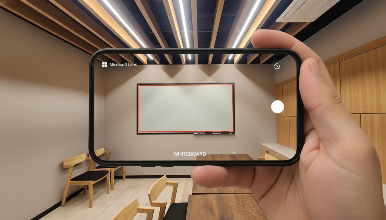 ScanEdge-Frame 유리칠판을 앱으로 스캔하는 이미지