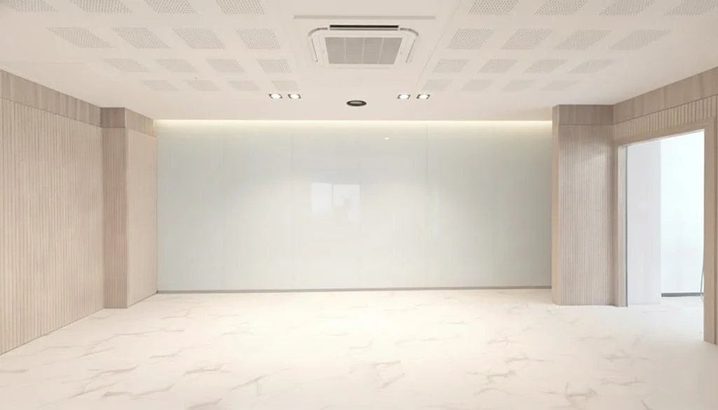 백페인트글라스_CS-109백색_송파구_회의실_시공 송파구 기업체 회의실에 시공된 조양글라스 백색 백페인트글라스 유리칠판 설치 사례