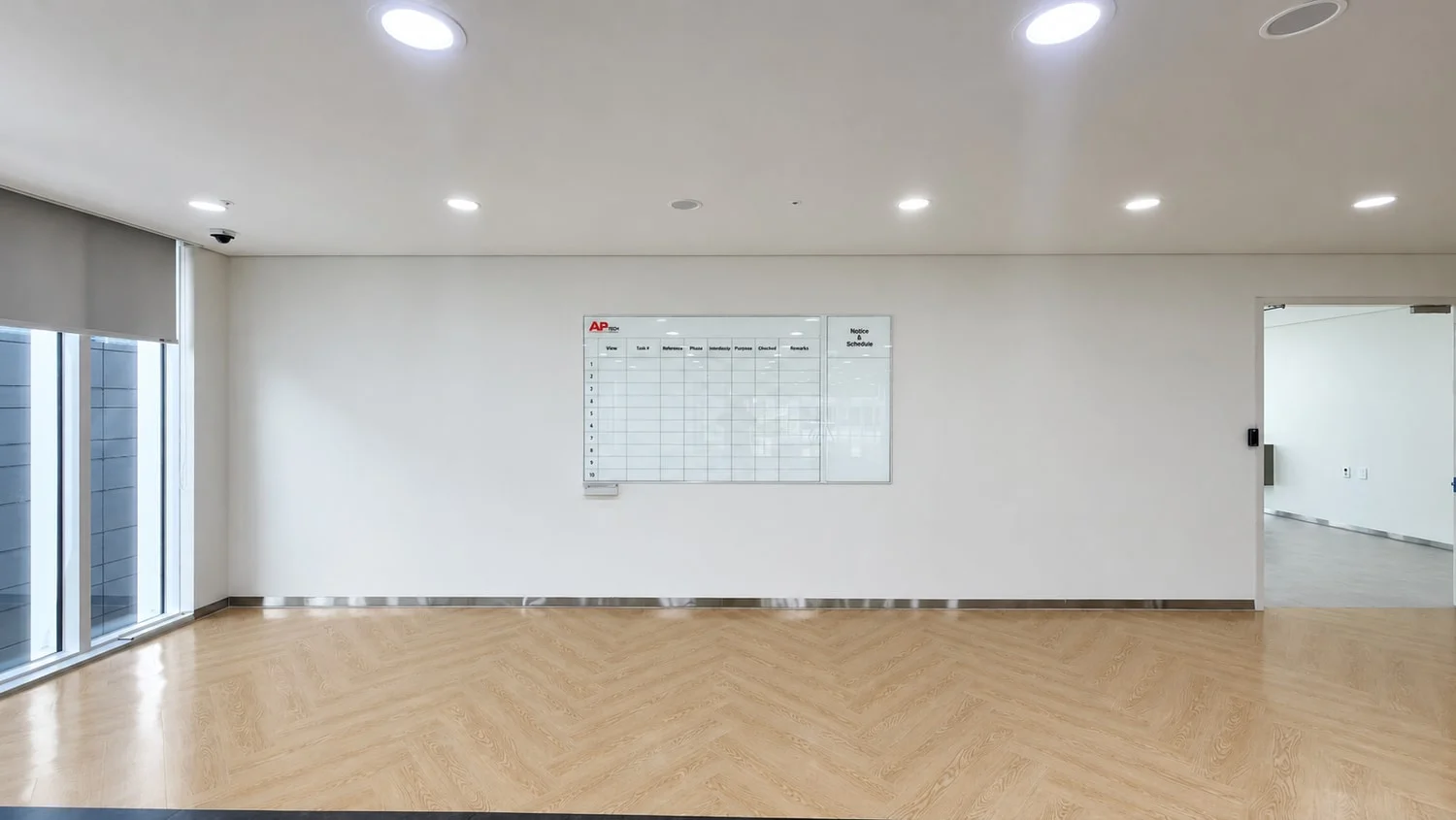에이피텍 사옥 프린팅글라스 일정표 설치 전경